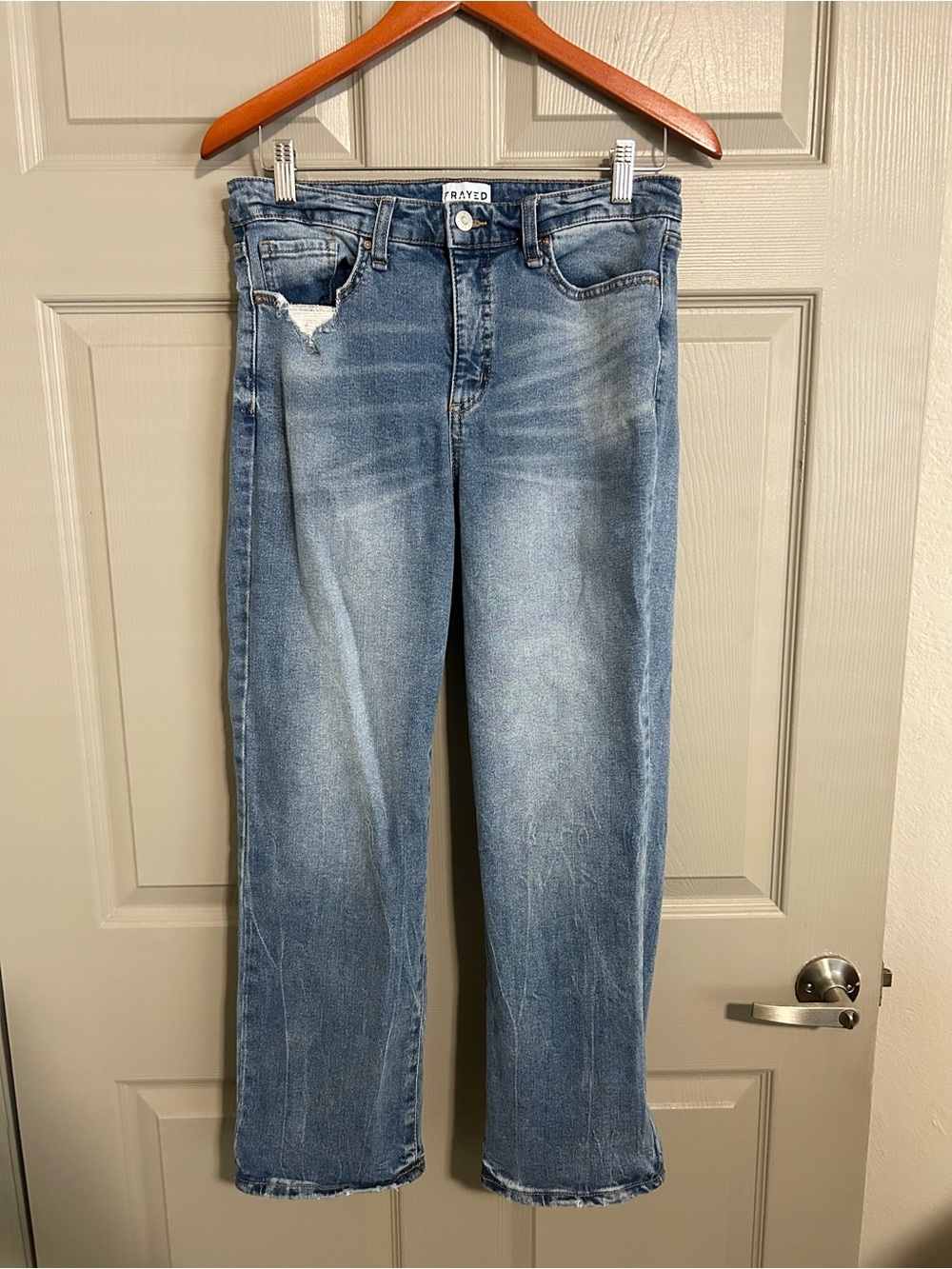 FRAYED High Rise Straight Leg Women's Jeans Sz: 29